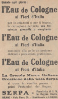 Eau De Cologne Ai Fiori D'Italia - Serpa - 1926 Pubblicità - Vintage Ad - Advertising