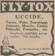 Insetticida FLY-TOX - 1926 Pubblicità Epoca - Vintage Advertising - Publicités