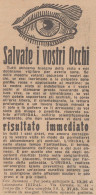 IRIDAL Salvate I Vostri Occhi - 1926 Pubblicità - Vintage Advertising - Publicités