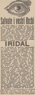 IRIDAL Salvate I Vostri Occhi - 1926 Pubblicità - Vintage Advertising - Advertising