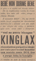 Cioccolatino Purgativo KINGLAX - 1926 Pubblicità - Vintage Advertising - Advertising