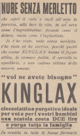 Cioccolatino Purgativo KINGLAX - 1926 Pubblicità - Vintage Advertising - Publicités