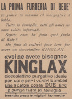 Cioccolatino Purgativo KINGLAX - 1926 Pubblicità - Vintage Advertising - Advertising