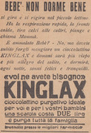 Cioccolatino Purgativo KINGLAX - 1926 Pubblicità - Vintage Advertising - Advertising