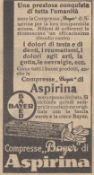 Compresse Bayer Di ASPIRINA - 1926 Pubblicità Epoca - Vintage Advertising - Publicités