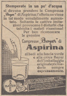 Compresse Bayer Di ASPIRINA - 1926 Pubblicità Epoca - Vintage Advertising - Publicités