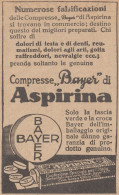 Compresse Bayer Di ASPIRINA - 1926 Pubblicità Epoca - Vintage Advertising - Publicités