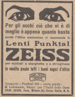 Lenti Per Occhiali Punktal ZEISS - 1926 Pubblicità - Vintage Advertising - Publicités
