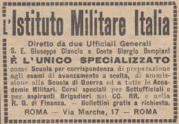 Istituto Militare Italia - Roma - 1926 Pubblicità - Vintage Advertising - Publicités