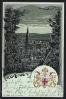 Mondschein-Lithographie Freiburg I. Br., Münster Im Stadtbild, Wappen  - Freiburg I. Br.