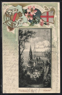 Passepartout-Lithographie Freiburg / Breisgau, Ortsansicht Mit Münster, Wappen  - Autres & Non Classés