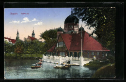 AK Oppeln, Gasthaus Eishaus Am See, Synagoge Im Hintergrund  - Schlesien