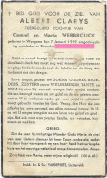 Claeys Albert Zoon Camiel En Maria Werbrouck 1929 Wingene Roeselare Bidprentje Doodsprentje - Godsdienst & Esoterisme