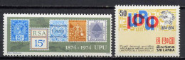 South Africa / Sri Lanka 1974 UPU Centenary 2 Stamps MNH - U.P.U.