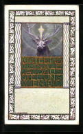 Künstler-AK Sign. L. Hesshaimer: Wien, 1. Internationale Jagdausstellung 1910, Hubertus-Hirsch  - Tentoonstellingen