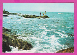 311486 / Summer In Bulgaria - Black Sea Coast , Fishing Man And Boy On The Rocks In The Sea 1987 PC Septemvri Bulgarie - Bulgaria