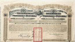 1913 Emprunt Or 5,5 % : Gouvernement Province De Petchili - 20 Livres - Avec Coupons - Banca & Assicurazione