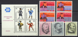 Switzerland 1974 UPU Centenary, INTERNABA 7 Stamps + S/s MNH - U.P.U.