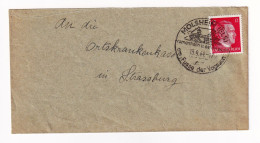 Lettre 1944 Molsheim Alsace Bas Rhin Ortskrankenkasse Strasbourg Strassburg Adolf Hitler WW2 Seconde Guerre Mondiale - Occupazione 1938 – 45