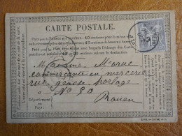 H31 FRANCE  CARTE  1876 PETIT BUREAU ST ROMAIN  A ROUEN   +SAGE 15 C  +AFF. INTERESSANT+++ - 1849-1876: Classic Period