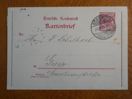 H31 ALLEMAGNE CARTE   LETTRE ENTIER  1899 GOSSNITZ A GREIZ    +SAGE 15 C  +AFF. INTERESSANT+++ - Briefe