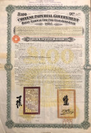 1905 Emprunt Or 5 % : Chinese Imperial Government - HONAN RAILWAY 100 Livres- Avec Coupons - Bahnwesen & Tramways