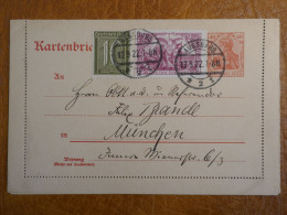 H31 ALLEMAGNE CARTE   LETTRE DOUBLE .ENTIER 1922  AUGSBURG A MUNCHEN    +AFF. INTERESSANT+++ - Postcards