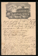 Vorläufer-Lithographie Braunschweig, 1883, Gasthaus Stöberhay, Stich, Montiert, Ganzsache  - Postkarten