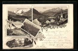 Vorläufer-Lithographie Sölden /Oetzthal, 1895, Ortsansicht, Grosser Oetzthaler Ferner, Ramolhaus, Gurgl, Gurglerthal  - Autres & Non Classés