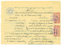 P3438 - GREECE , 2 DRACHMA STAMP (X 2) OVERPRINTED FEMIS, (FOR FISCAL USED) ON 1912 DOCUMENT. - Sommer 1896: Athen