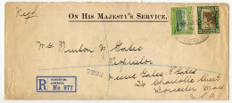 Jamaica 1924 Registered Official Cover; Kingston To Worcester, Massachusetts; - Giamaica (...-1961)
