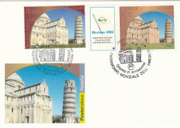 Italie Onu 2002 Cartes Mixtes Emission Commune Patrimoine Mondial Unesco Pise Italy UN UNO Mixed Card Joint Issue Pisa - Gemeinschaftsausgaben