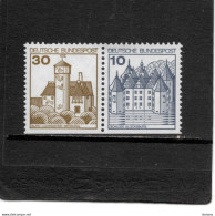 RFA 1977 CHÂTEAUX Yvert 762b-763b NEUF** MNH - Nuovi