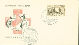 Ersttagsbrief First Day Cover Rotes Kreuz 1956 CAD Hilbringen über Merzig 7 5 56 Tag Der Briefmarke YT N°352 SAAR - FDC