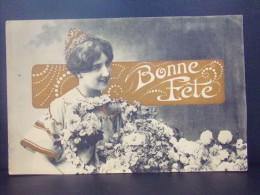 1724 THEME . BONNE FETE . FEMME AVEC UNE CORBEILLE DE FLEURS . IMP REUNIES DE NANCY . - Other & Unclassified