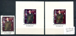 Thème Général De Gaulle - Congo Yvert 477 Oblitéré + BF + SPECIMEN - DG 54 - De Gaulle (Général)