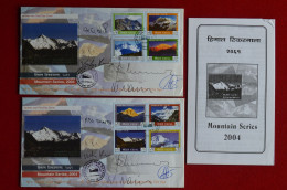 2 FDC Nepal 8000 Everest Annapurna Dhaulagiri Makalu Cho Oyu Lhotse Kanch Manaslu  Signed R. Messner + 4 Climbers - Sportlich