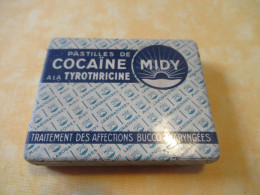 Boite Métallique Ancienne/Pharmacie/Cocaïne à La Tyrothricine/ MIDY/Angines, Stomatites/Mi-XXéme BFPP342 - Dosen