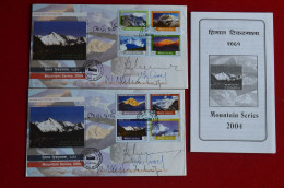 2 FDC Nepal 8000 Everest Annapurna Dhaulagiri Makalu Cho Oyu Lhotse Kanch Manaslu  Signed R. Messner + 4 Climbers - Sportifs