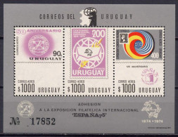 Uruguay 1975 UPU Centenary, ESPANA '75 S/s MNH - U.P.U.