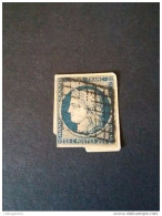 STAMPS FRANCIA 1849 CERES 25 CENT BLUE N 4 (YVERT) OBLITERE GRILLE PIECE OF LETTER - 1849-1850 Cérès