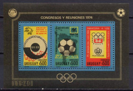 Uruguay 1974 UPU Centenary, Football Soccer World Cup, Olympic Games Montreal / Innsbruck S/s MNH -scarce- - U.P.U.