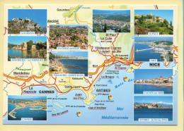 Provence-Alpes-Côte D'Azur : Côte D'Azur / De Cannes à Nice / Carte Géographique / Multivues - Provence-Alpes-Côte D'Azur