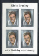 ● GUYANA 1994 ️️֍ 60° Nascita Di Elvis Presley ֍ Non Perforato ● Foglio Di 4 Valori In Lamina Argento Silver ● L. 2387 ● - Guyana (1966-...)