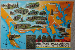 Bretagne CPM Carte Géographique Bretagne Mégalithique  Auray Carnac Locmariaquer Quiberon ... - Bretagne