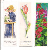 Marque-Pages  - Lot De 3 -  Reproduction Aquarelle Fleurs, Chat - Marque-Pages