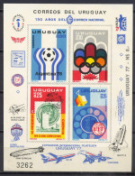 Uruguay 1976 UPU Centenary, Football Soccer World Cup, Olympic Games Montreal, Space, Zeppelin S/s Imperf. MNH - U.P.U.