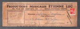 Boulogne Sur Seine :enveloppe à Entête  ETIENNE LUC éd.musicales,av Préoblitéré Moissonneuse 8f (PPP47458) - Publicités