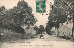 08 Flize Route Nationale Flize à Dom Le Mesnil CPA Cachet 1909 Animation Attelage Ane - Autres & Non Classés