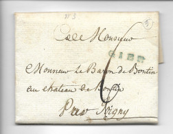 GIEN Loiret Marque Bleue Lenain N°3 Ancien Régime Datée 1er Avril (utilisation 1771/1790) Taxe 6 Sols  ................G - Other & Unclassified